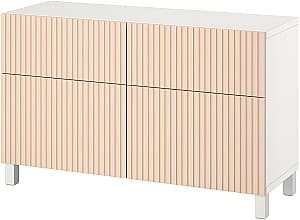 Comoda IKEA Besta/Bjorkoviken/Stubbarp sistem apasare 120x42x74 Alb/Furnir mesteacan