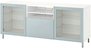 Тумба под телевизор IKEA Besta/Glassvik/Selsviken/Osarp нажимные направляющие 180x42x74 Белый/Синий