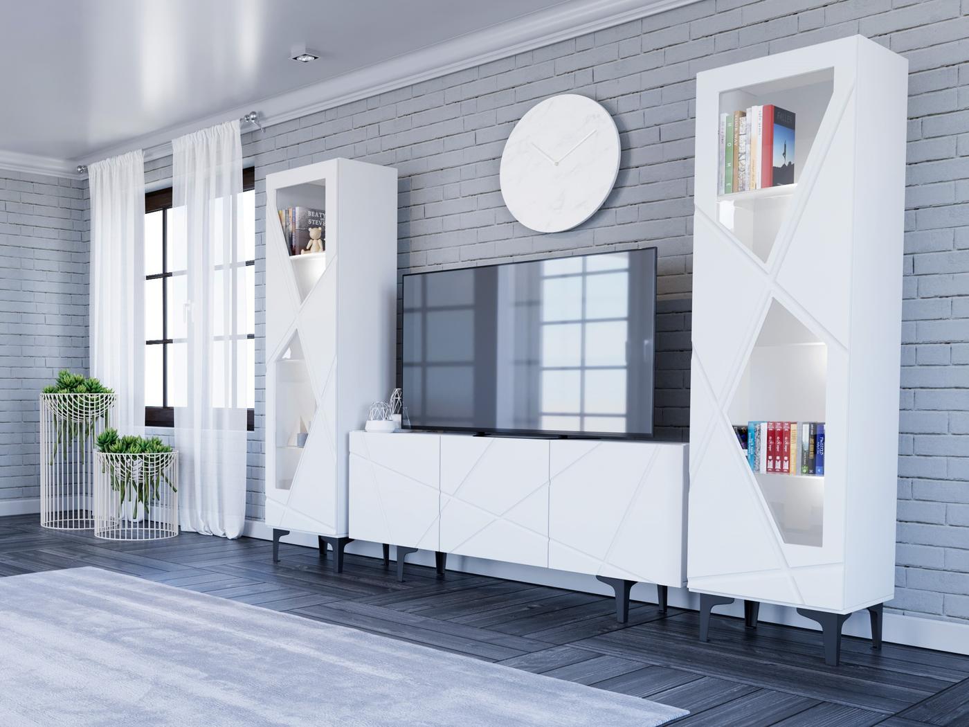 Стенка Confort-NV Фантазия №2 Нимфея Белый/Белый Глянец