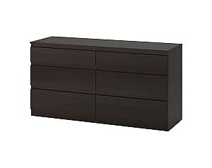 Comoda IKEA Kullen 6 sertare 140x72 Negru-maro