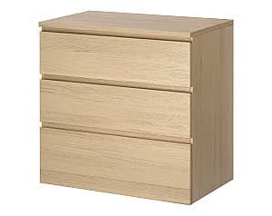 Комод IKEA Malm 3 ящика 80x78 Дубовый шпон(Бежевый)