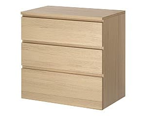 Comoda IKEA Malm 3 sertare 80x78 Furnir stejar(Bej)