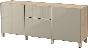 Тумба под телевизор IKEA Besta/Selsviken/Stubbarp система нажатия 180x42x74 Дуба/Глянцевый бежевый