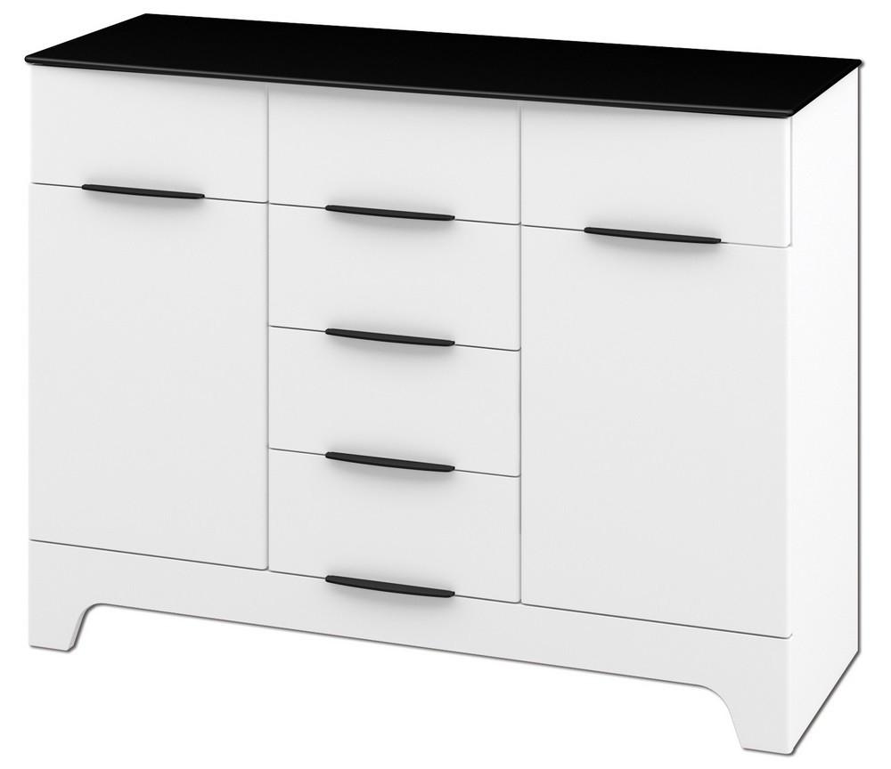 Комод Неман Верона МН-128-04 Белый Глянец/Черный Мат