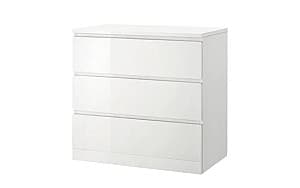 Комод IKEA Malm 3 ящика 80x78 Глянцевый Белый