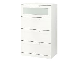 Comoda IKEA Brimnes 4 sertare 78x124 Alb/Sticla Mata