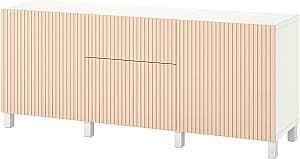 Comoda IKEA Besta/Bjorkoviken 180x42x74 Alb/Furnir mesteacan