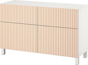 Comoda IKEA Besta/Bjorkoviken/Stubbarp inchidere lina 120x42x74 Alb/Furnir Stejar