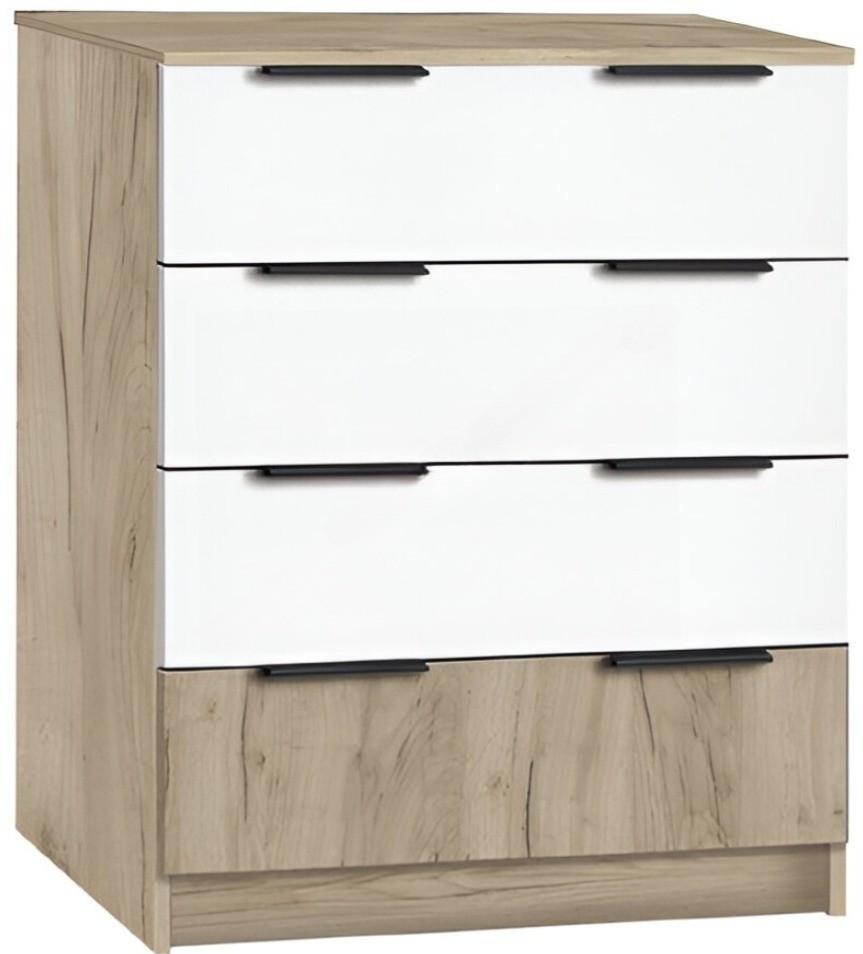 Комод Modern Komfort 4B Дуб Крафт Серый (Бежевый)/Белый