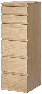 Комод IKEA Malm 6 ящиков 40x123 Дубовый Шпон Белый/Зеркало