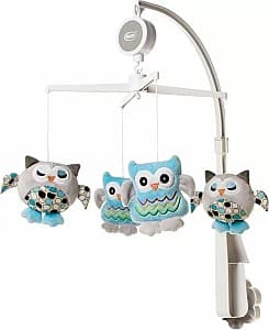 Carusel pentru patuc 4BABY Play&Edu Owl OB08 White/Grey