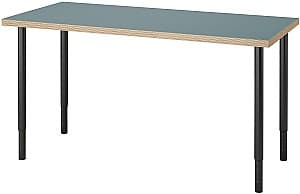 Masa de birou IKEA Lagkapten/Olov 140x60 Gri-Turcoaz/Negru