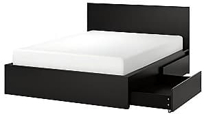 Pat IKEA Malm/Lonset 2 cutii depozitare 160x200 Negru/Maro