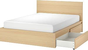 Pat IKEA Malm/Luroy 2 cutii depozitare 140х200 Stejar Alb