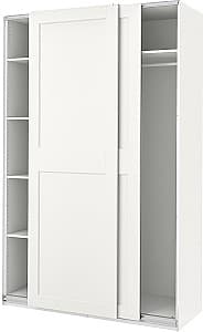 Шкаф-купе IKEA Pax/Grimo полки/штанга 150x66x236 Белый