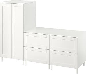 Dulap pentru copii IKEA Smastad/Platsa cu cadru/2 comode 180x57x133 Alb