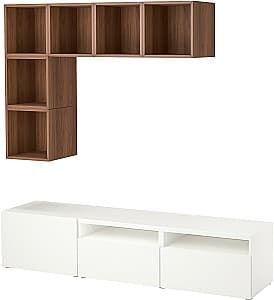 Living IKEA Besta/Eket sistem apasare 180x42x170 Alb/Aspect nuc