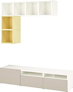 Стенка IKEA Besta/Eket нажимные направляющие 180x42x170 Белый/Желтый