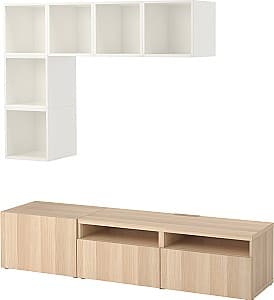 Стенка IKEA Besta/Eket 180x40x170 Белый/Под Беленый Дуб