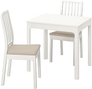 Набор стол и стулья IKEA Ekedalen/Hakebo 80/120x70 1+2 Белый/Бежевый