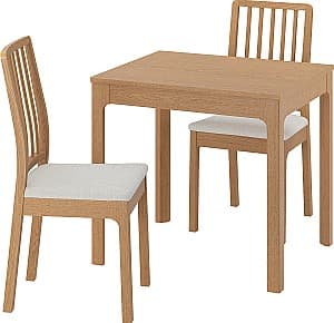 Set de masa si scaune IKEA Ekedalen/Hakebo 80/120x70 1+2 Stejar/Bej