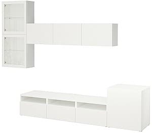 Living IKEA Besta/Lappviken sticla/sina sertar cu inchidere lina 300x42x211 Alb