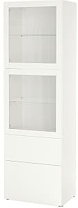 Dulap cu vitrina IKEA Besta/Lappviken sina sertar cu inchidere lina 60x42x193 Alb