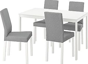 Набор стол и стулья IKEA Vangsta/Kattil/Knisa 120/180x75 1+4 Белый/Серый