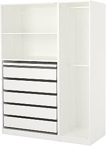 Etajera IKEA Pax rafturi/bare/sertare 150x58x201 Alb