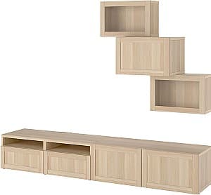 Living IKEA BestaSindvik/Hanviken deschidere apasare/sticla 240x42x190 Stejar Alb