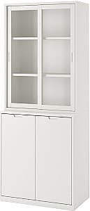 Dulap cu vitrina IKEA Tonstad usi glisante sticla 81x47x201 Alb