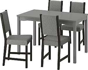 Set de masa si scaune IKEA Hauga/Stefan/Knisa 118x74 1+4 Gri/Negru Maro