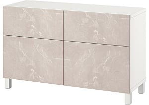 Комод IKEA Besta/Bergsviken/Stubbarp плавное закрытие 120x42x74 Белый/Бежевый Мрамор