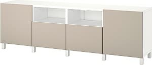 Tumba pentru televizor IKEA Besta/Lappviken/Stubbarp deschidere apasare 240x42x74 Alb/Gri Deschis/Bej