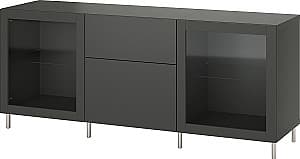 Dulap cu vitrina IKEA Besta/Lappviken/Sindvik deschidere apasare 180x42x74 Gri Inchis