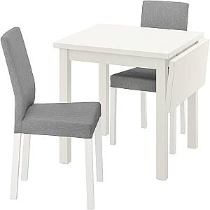 Набор стол и стулья IKEA Nordviken/Kattil/Knisa 74/104x74 1+2 Белый/Серый