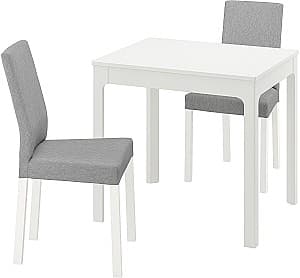 Набор стол и стулья IKEA Ekedalen/Kattil/Knisa 80/120x70 1+2 Белый/Серый