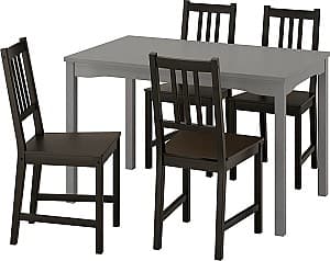 Set de masa si scaune IKEA Hauga/Stefan 118x74 1+4 Gri/Negru Maro