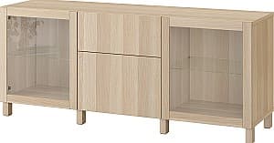 Dulap cu vitrina IKEA Besta/Lappviken/Sindvik/Stubbarp 180x42x74 Stejar Alb