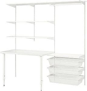 Стеллаж IKEA Boaxel/Lagkapten со столом 207x62x201 Белый