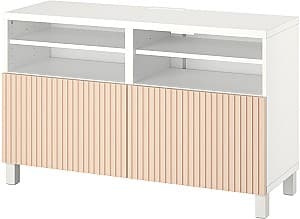 Тумба под телевизор IKEA Besta/Bjorkoviken/Stubbarp 120x42x74 Белый/Березовый шпон