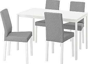 Набор стол и стулья IKEA Melltorp/Kattil/Knisa 125x75 1+4 Белый/Серый