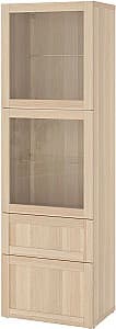 Dulap cu vitrina IKEA Besta/Hanviken deschidere apasare 60x42x193 Stejar