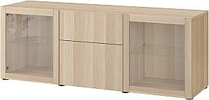 Dulap cu vitrina IKEA Besta/Lappviken/Sindvik sistem apasare 180x42x65 Stejar