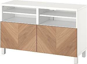 Tumba pentru televizor IKEA Besta/Hedeviken/Stubbarp 120x42x74 Alb/Furnir stejar