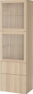 Dulap cu vitrina IKEA Besta/Lappviken sistem apasare 60x42x193 Stejar