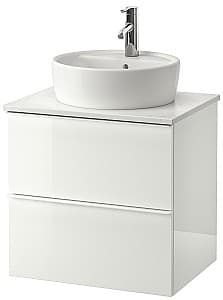 Dulap sub lavoar IKEA Godmorgon / Tolken / Tornviken glossy white 62x49x74 cm