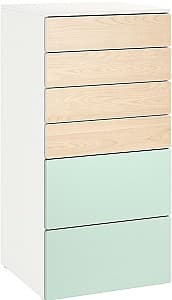 Детский комод IKEA Smastad/Platsa 60x57x123 Белый/Береза/Светло Зеленый