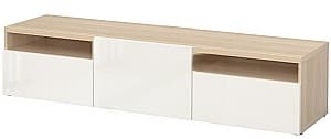 Tumba pentru televizor IKEA Besta/Selsviken 180x42x39 Stejar Antichizat(Bej)/Alb Lucios