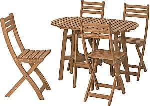 Set mobila de gradina IKEA Askholmen 4 scaune/pliabil 60x30 Maro Inchis